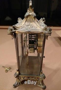 Antique Seth Thomas Empire. #15 brass & bevel glass A-48-N heavy-running
