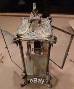 Antique Seth Thomas Empire. #15 brass & bevel glass A-48-N heavy-running