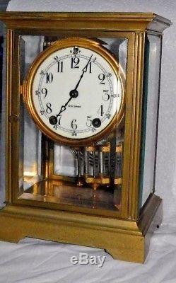 Antique Seth Thomas Empire 201 Extra 8 Day Chime Clock Crystal Regulator Working