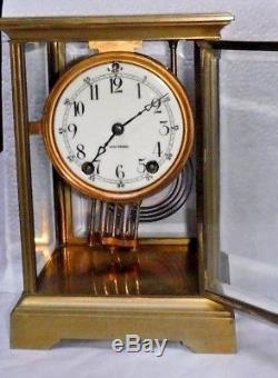 Antique Seth Thomas Empire 201 Extra 8 Day Chime Clock Crystal Regulator Working