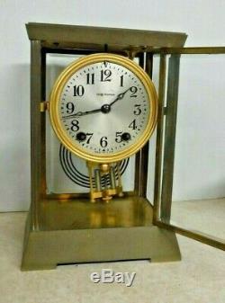 Antique Seth Thomas Empire 302 Chime Clock 8 Day Crystal Regulator Working W Key