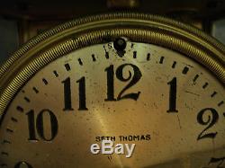 Antique Seth Thomas Empire Brass Crystal Regulator Clock, Unusual Pendulum