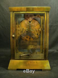 Antique Seth Thomas Empire Brass Crystal Regulator Clock, Unusual Pendulum