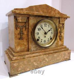 Antique Seth Thomas Fancy Faux Marble Mantel Clock 8-Day, Time/Strike, Key-wind