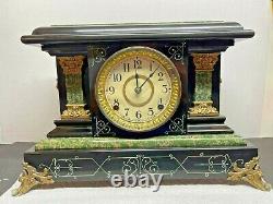 Antique Seth Thomas Faux Marble Adamantine Mantle Clock