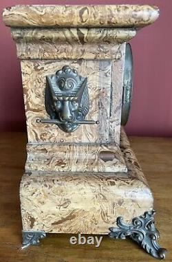 Antique Seth Thomas Faux Marble Adamantine Mantle Clock Patent 1880