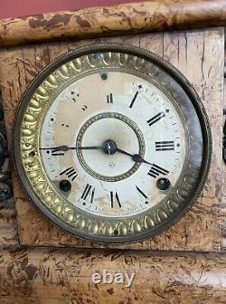 Antique Seth Thomas Faux Marble Adamantine Mantle Clock Patent 1880