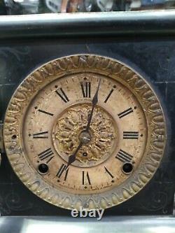 Antique Seth Thomas Faux Marble Mantle Clock with Keys As Is
