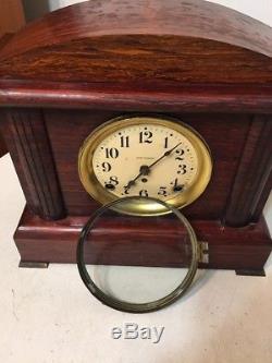 Antique Seth Thomas Faux Wood Grain Adamantine Mantle Clock
