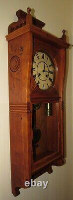 Antique Seth Thomas Flora Two Weights Driven Wall Regulator Clock 8-day