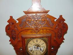 Antique Seth Thomas Giant Kitchen Gingerbread Shelf Clock NIAGARA FALLS RARE