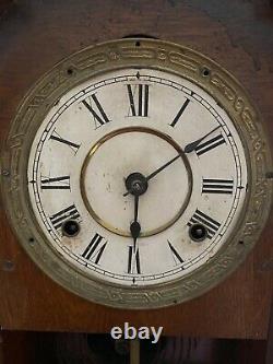 Antique Seth Thomas Gingerbread 8 Day Mantle Clock WithWalnut Case EC WORKS GREAT