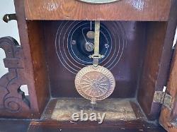 Antique Seth Thomas Gingerbread 8 Day Mantle Clock WithWalnut Case EC WORKS GREAT