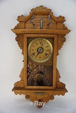 Antique Seth Thomas Gingerbread Kitchen Clock with Shelf
