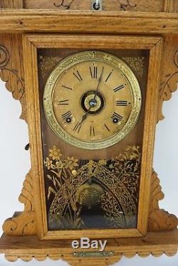 Antique Seth Thomas Gingerbread Kitchen Clock with Shelf