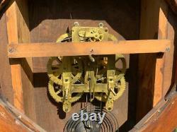 Antique Seth Thomas Globe Wall Regulator Office Clock Walnut Cabinet Runs Good