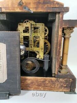 Antique Seth Thomas Green 4 Full Column Adamantine Mantle Clock