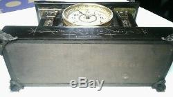 Antique Seth Thomas Green Black Adamantine Mantle Mantel Clock Lion sides, Parts