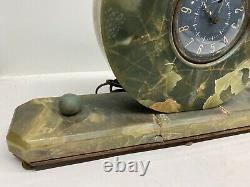 Antique Seth Thomas Green Onyx Marble Mantle Desk Clock Electric Works