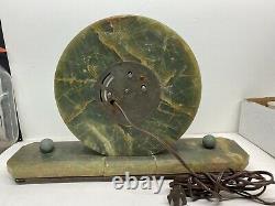 Antique Seth Thomas Green Onyx Marble Mantle Desk Clock Electric Works