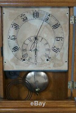 Antique Seth Thomas Hotel Variant Oak Mantle Clock Oversize Seconds Bit