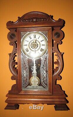 Antique Seth Thomas Kitchen Clock 8-day, Time/strike, Key-wind, Shelf Or Wall