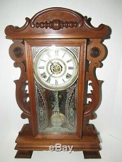 Antique Seth Thomas Kitchen Clock 8-day, Time/strike, Key-wind, Shelf Or Wall