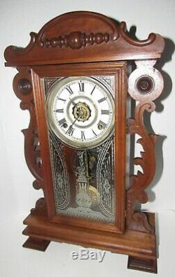 Antique Seth Thomas Kitchen Clock 8-day, Time/strike, Key-wind, Shelf Or Wall