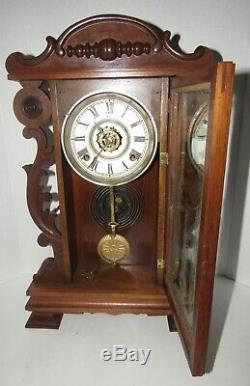 Antique Seth Thomas Kitchen Clock 8-day, Time/strike, Key-wind, Shelf Or Wall