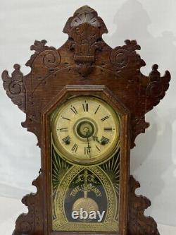 Antique Seth Thomas Kitchen Mantle Alarm Eight Day Clock Pendulum Serviced