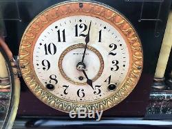 Antique Seth Thomas Lion 3 Pillar Adamantine Mantle Clock USA With2 Keys Works