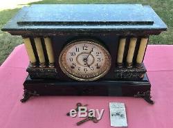 Antique Seth Thomas Lion 3 Pillar Adamantine Mantle Clock USA With2 Keys Works