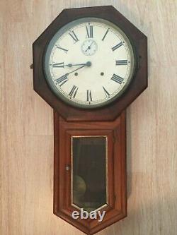 Antique Seth Thomas Long Drop Regulator Wall Clock with Key