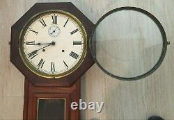 Antique Seth Thomas Long Drop Regulator Wall Clock with Key