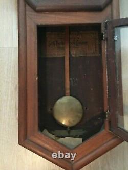 Antique Seth Thomas Long Drop Regulator Wall Clock with Key