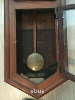 Antique Seth Thomas Long Drop Regulator Wall Clock with Key