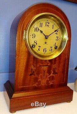 Antique Seth Thomas Mahogany Inlaid Mantel Clock Key-wound Top Condition