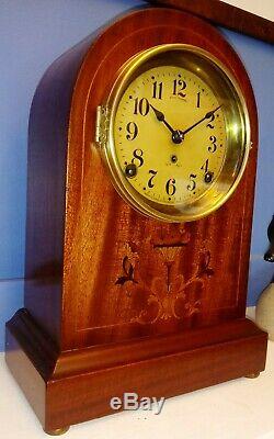 Antique Seth Thomas Mahogany Inlaid Mantel Clock Key-wound Top Condition