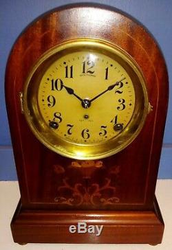 Antique Seth Thomas Mahogany Inlaid Mantel Clock Key-wound Top Condition