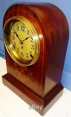 Antique Seth Thomas Mahogany Inlaid Mantel Clock Key-wound Top Condition