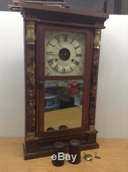 Antique Seth Thomas Mahogany Mirror Glass Weight Driven Key Wind Og Ogee Clock