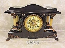 Antique Seth Thomas Mantel Clock Fancy Column Design Painted Wood Case Running