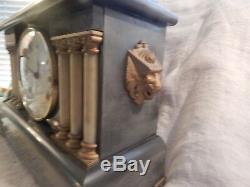 Antique Seth Thomas Mantel Clock Lions and Pillars 16