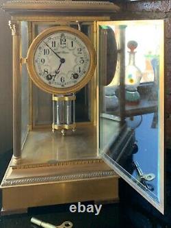 Antique Seth Thomas Mantle Clock Brass Beveled Glass Case 14 Tall 8 Day Chime