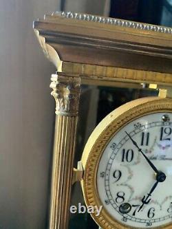 Antique Seth Thomas Mantle Clock Brass Beveled Glass Case 14 Tall 8 Day Chime