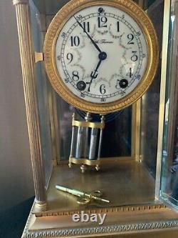 Antique Seth Thomas Mantle Clock Brass Beveled Glass Case 14 Tall 8 Day Chime