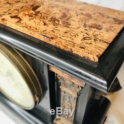Antique Seth Thomas Mantle Clock Faux Marble Brass Accents