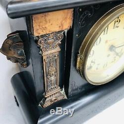 Antique Seth Thomas Mantle Clock Faux Marble Brass Accents