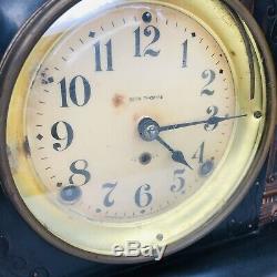 Antique Seth Thomas Mantle Clock Faux Marble Brass Accents