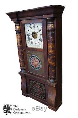 Antique Seth Thomas Mantle Clock Painted Glass Brass Move. 1860s Plymouth Hollow